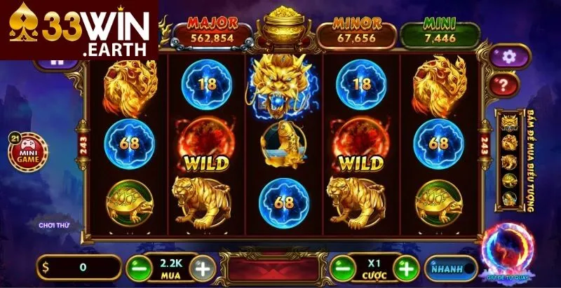 Các biểu tượng hũ thưởng trong kho báu tứ linh 33win