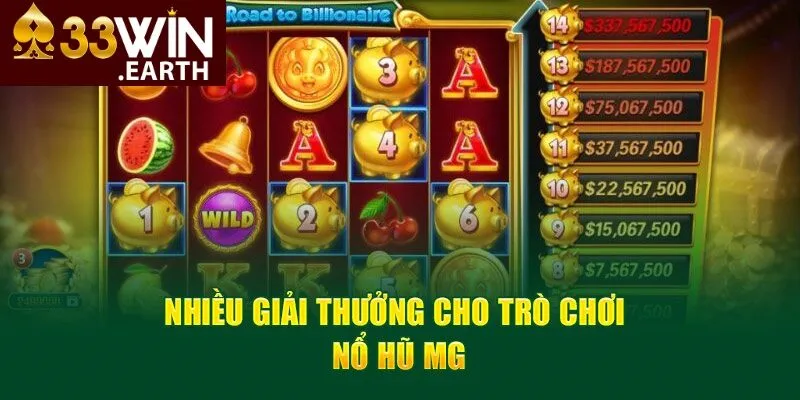 Nhiều giải thưởng cho trò chơi Nổ hũ MG